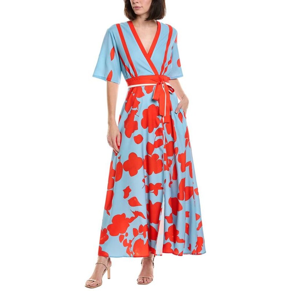 Hl Affair Womens  Short Sleeve Maxi Dress, Red